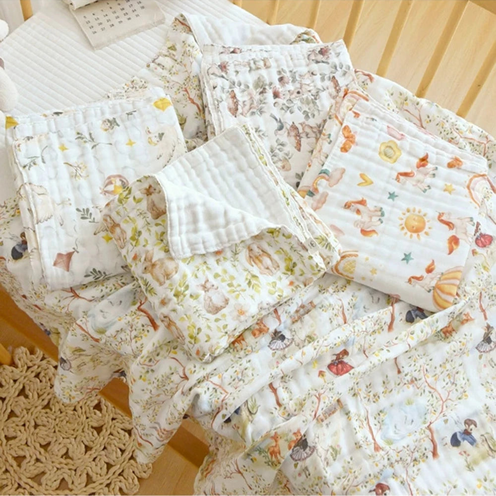 Cotton Baby Bath Towel 6 Layer Bubble Gauze Muslin Blanket Swaddle Wrap Infant Kids Bedding Newborn Stroller Blankets Baby Items