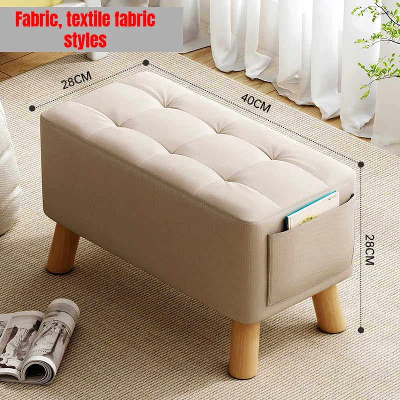 Home-use Small Stool, Living Room Minimalist Sofa Stool, Coffee Table Stool, Creative Leather Footstool, Square Stool, Small