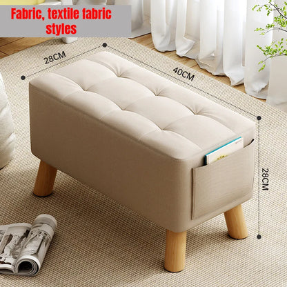 Home-use Small Stool, Living Room Minimalist Sofa Stool, Coffee Table Stool, Creative Leather Footstool, Square Stool, Small
