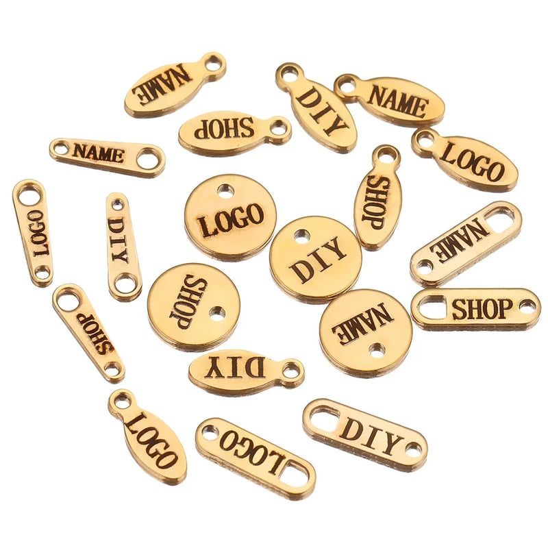 50pcs Customized Custom Laser Engrave Name LOGO Stainless Steel Personalized Necklace Extend Chain Tail Tag Jewelry Wholesale
