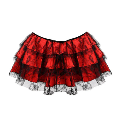 Sexy Layered Mesh Tulle Lace Mini Pleated Skirt Gothic Skirts Showgirl Party Dance Tutu Skirt Plus Size S-6XL