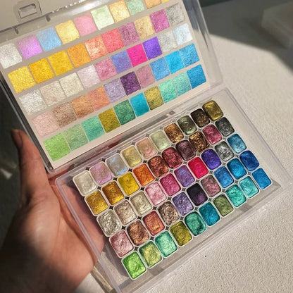 50Color Metallic Paint Palette for Artists,Soft Pearl Tones to Bold Shine Elevate Creations with New Layers of Bright Luminosity