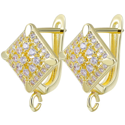 Juya 18K Gold Silver Plated Fastener Bales Fixture Earring Hook Locks For DIY Women Fashion Crystal Agate Charms Earrings Making