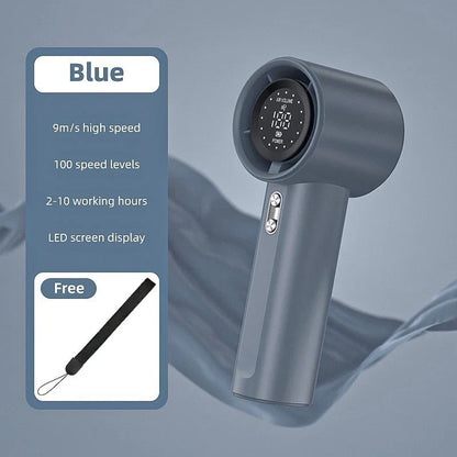 Lenovo 100 Levels Small Fan Usb Digital Display Rechargeable Handheld High-speed Powerful Wind Handheld Turbo Portable Fan