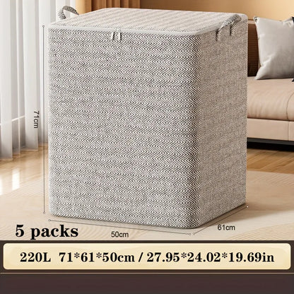 Foldable Storage Boxes 5pcs with Lids,Fabric Closet Organizer&Under Bed Bin,Home Rectangle Organizer Storage Boxes Organizadores