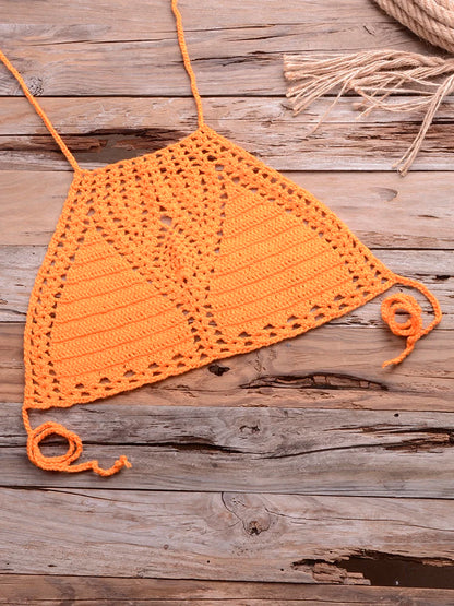 Sexy Crochet Bikinis Sets Handmade Knitted Cotton Swimwear Swimsuit Top + Bottom Bandage Women Sexy Beachwear Biquinis