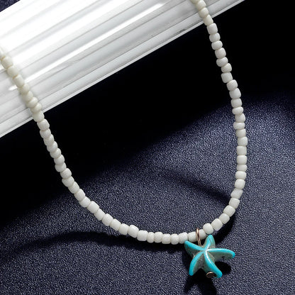 Bohemian beach style turquoise starfish pendant bead on neck, women's necklace necklace necklace necklace