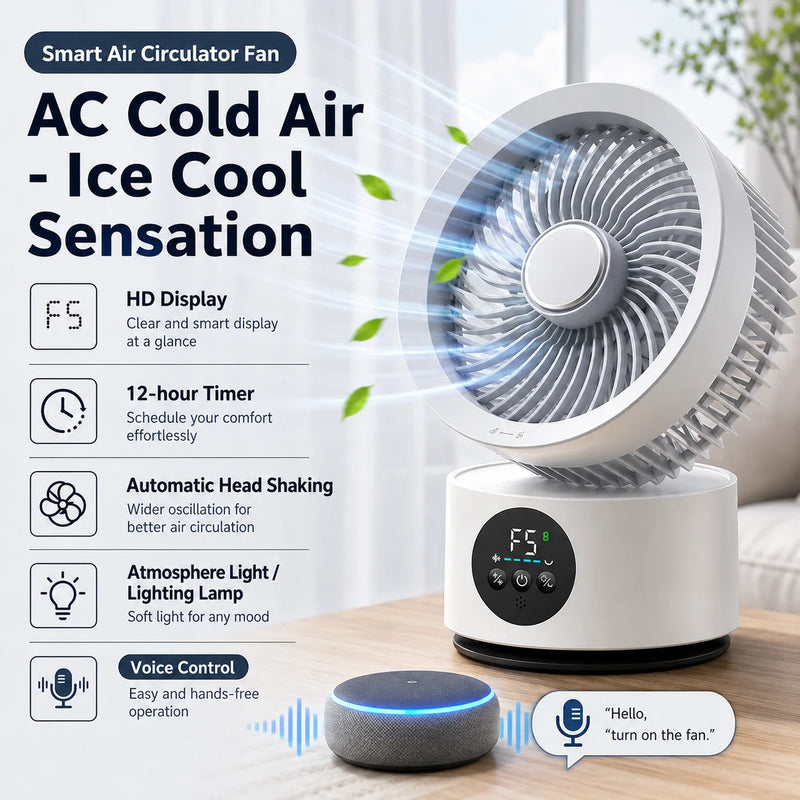 Portable Wall-Hanging Fan With Remote Control Smart Voice Rechargeable USB Household Electric Folding Fan Nightlight Air Cooler