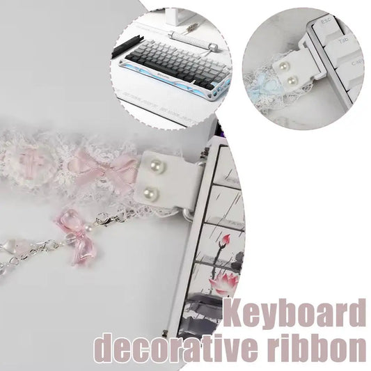 Lace Keyboard Ribbon with Snap-on Keyboard Hand-Decorated Keyboard Accessories for wootingATKDIY  Protect Keyboard Decoration