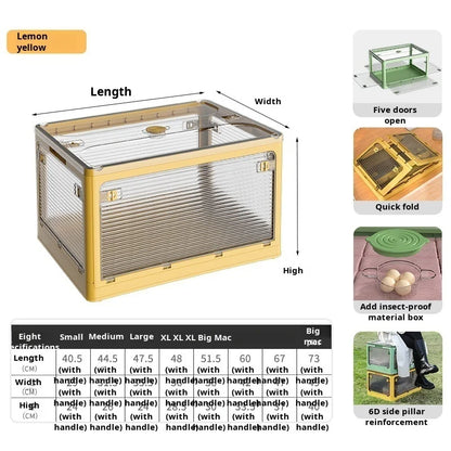 Foldable Book Storage Box, Large Capacity Transparent Plastic Storage Bin with Pull Ring Design, Easy to Open Lid, Space-Saving