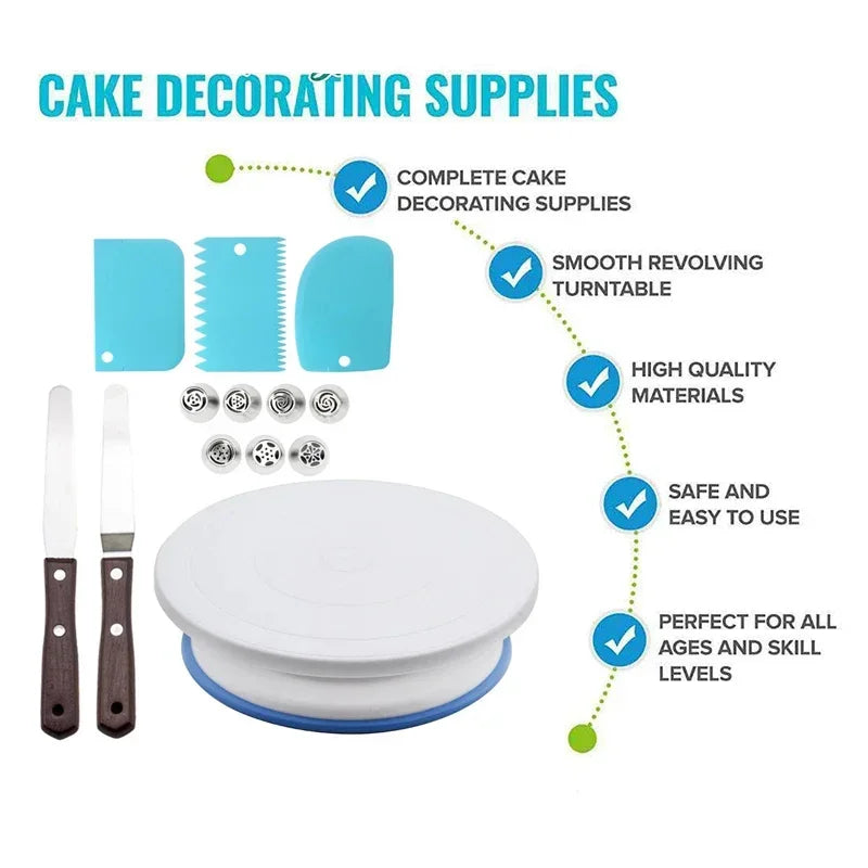 Cake Decorating Tools Kit Piping Tips Pastry Icing Bags Nozzles Cream Scrapers Turntable Baking Supplies кухонные принадлености