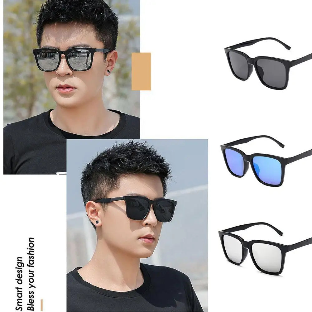 New Large Retro Square Frame Sunglasses Fashion Sun Glasses Men Driving Fishing And Riding Eyewear UV400