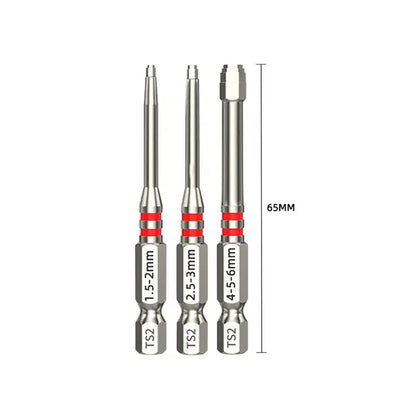 Screwdriver Bits Set 3Pcs With Magnetic Hex Shank Pagoda-shaped Design In Multiple Sizes For Electric Drills And Wrenches