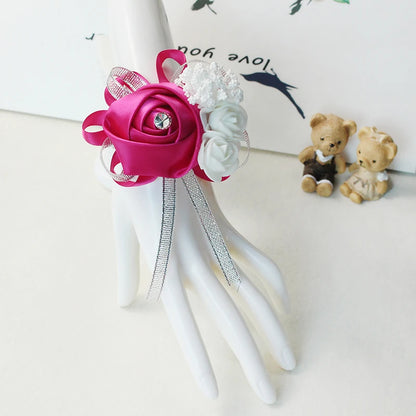Lovegrace Wrist Corsages Bracelet Rose Artificial Flowers on the Wrist Bridesmaids Bracelet Marriage Bridal Hand Flower Wedding
