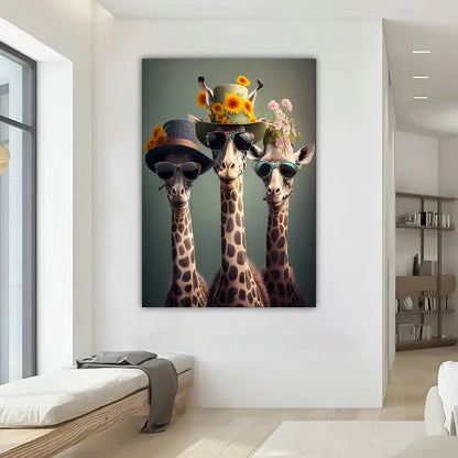 Funky Giraffe Wall Art Canvas Print, Painting Home Decor Animal Canvas Wall Hanging Home Decor Poster - Unframed