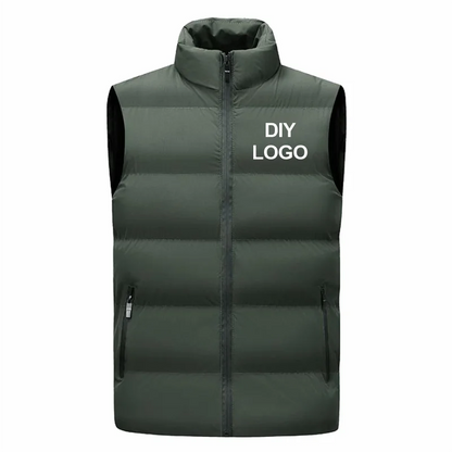 Sleeveless Vest Men's Stand Collar Thicken Jacket Down Windproof Winter Coat Custom Printing Company Brand Diy Logo Warm Vest