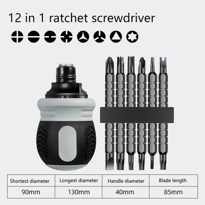 New Ratchet Screwdriver Set Dual-Purpose Short Shaped Radish Head Screwdriver High Hardness Labor-Saving Screwdriver DIY Tools