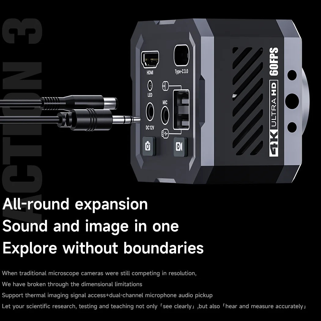 MECHANIC Action3 HD 1080P 4K 60FPS Microscope Camera HDMI/USB Output Optical Thermal Imaging Expansion IMX678 1/1.8" CMOS Sensor