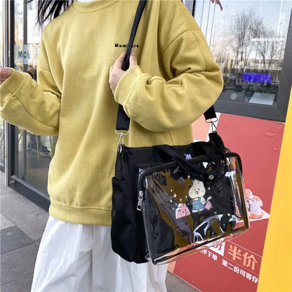 Transparent bag ita bag bolsos cruzados Japanese Cute Big Bag Female Bag New Student Shoulder Cross Body Hand Bag tote bag