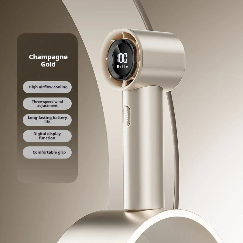 Portable Mini Handheld Fan with LED Display Semiconductor Refrigeration 100 Speeds USB Rechargeable Battery Outdoor Fan