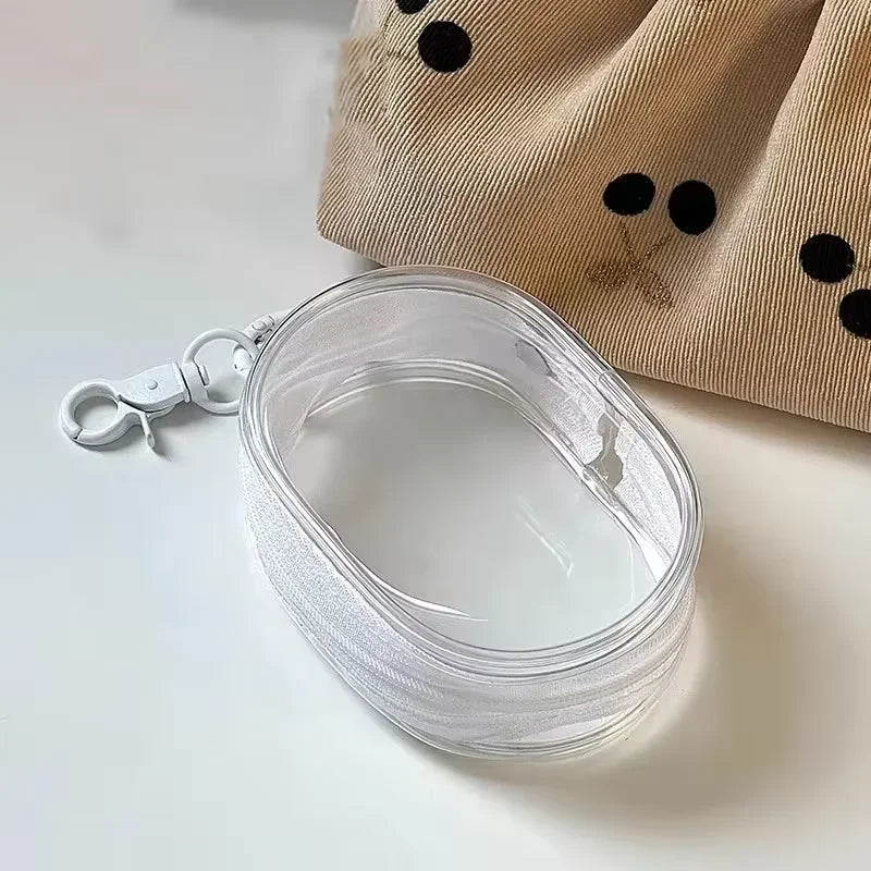 New Round Black PVC Transparent Storage Bag Jewelry Organizer Portable Keychain Data Cable Earphone Coin Charger Storage Pouches