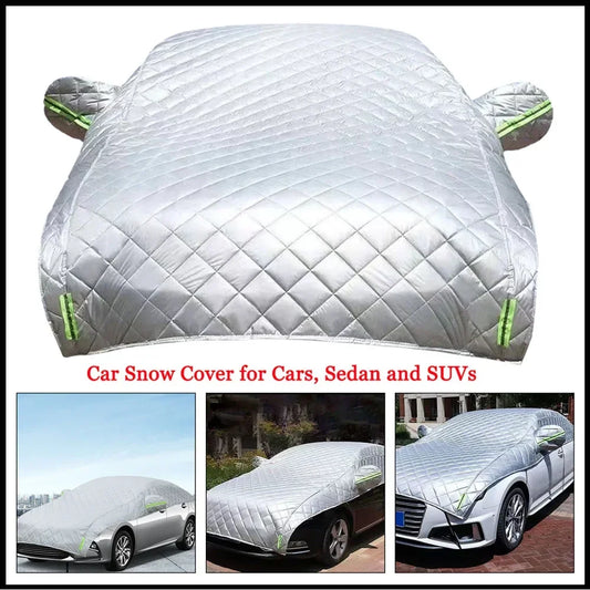 1pc All-Weather Half Car Body Cover - Waterproof, Dustproof, UV & Snow Resistant for Sedans, Protects Windshield and Roof