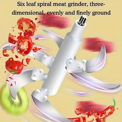 5L Stainless Steel Food Processor with 6-Blade System - Fast Meat Mincer & Vegetable Chopper, 5 Speeds（European Plug）