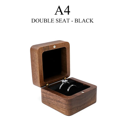 Vintage Wooden Ring Box Jewelry Organizer Square Wood Grain Wedding Rings Holder Earrings Jewelry Display Packaging Gift Boxes