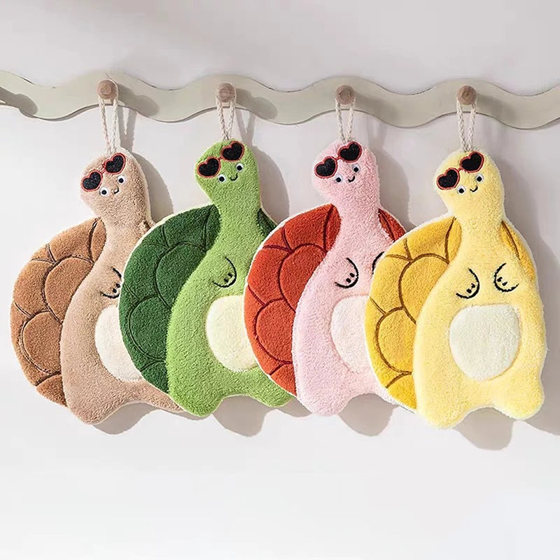 1 Pack Of Cute Turtle-shaped Hand Towels, Microfiber Fingertip Towels, Super Absorbent Towels, Suitable For Daily Household Use