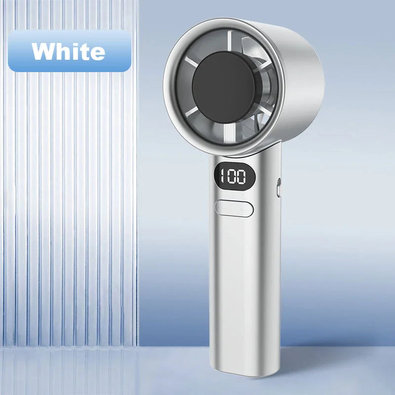 Portable Handheld Fan 120 Wind Speeds Mini Bladeless Hand Fan USB Rechargeable Highspeed Fans Camping Electric Fans Air Cooler