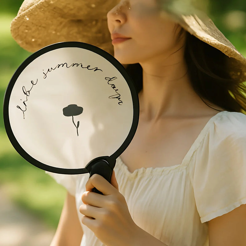 Portable Handheld Folding Fan with Storage Pouch - Compact Manual Cooling Fan Suitable for Summer, Travel, Beach & Parties