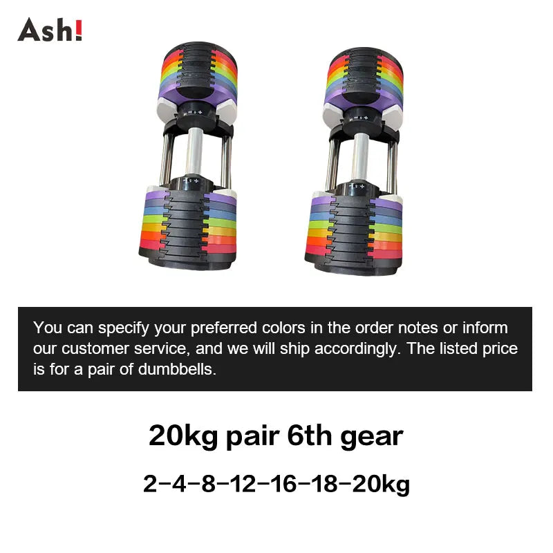 Multi-Color Adjustable Dumbbell Set, 2KG(5LB) or 4KG(9LB) Increment, Up to 50KG(110LB), Fast Adjustable Dumbbells for Home Gym