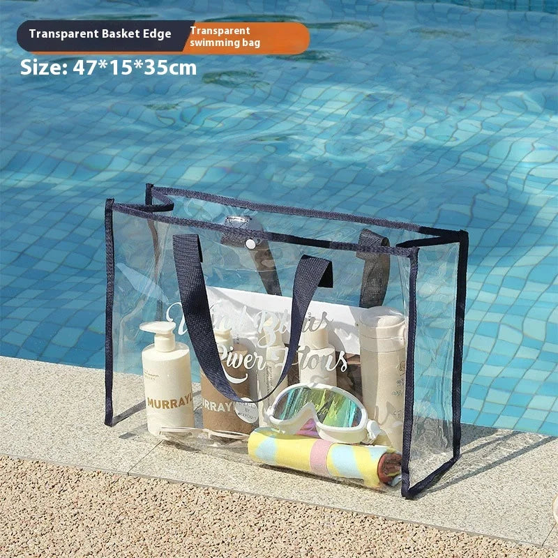 Portable Waterproof Clear Cosmetic Bag Travel Toiletry Organizer Case Beach Makeup Pouch Large Capacity Shower Bag for Outdoor