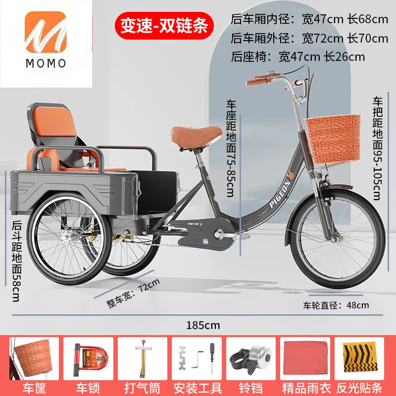Tricycles for elderly people, pedals, pedals, variable speed bicycles for elderly people, rickshaws for transportation,