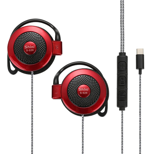 For S-520 Type-c Stereo Mp4 Ear-Hook Game Sports Leisure Mobile Phone Universal Ear Hook Headsets Wire Sports Earphones