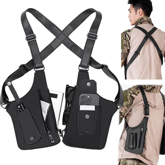 Tactical Double Shoulder Armpit Bag Anti-Theft Multi-Pocket Underarm Pouch Hunting Concealed Carry Chest Rig Bag EDC Organizer