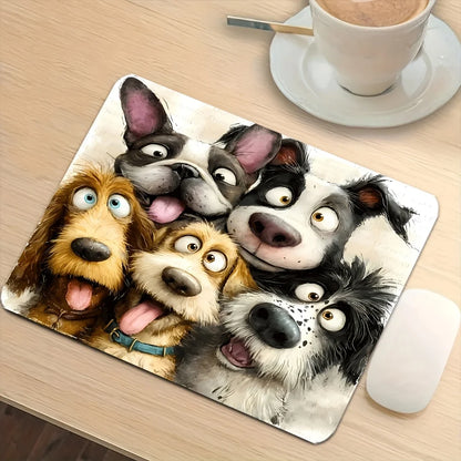 Mouse Pad, Cartoon Dog Selfie Gaming Mouse Pad, Suitable for Office Desktop Supplies, Study Desk, Tabletop, Keyboard Mat