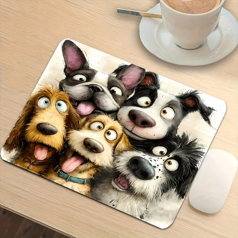 Mouse Pad, Cartoon Dog Selfie Gaming Mouse Pad, Suitable for Office Desktop Supplies, Study Desk, Tabletop, Keyboard Mat