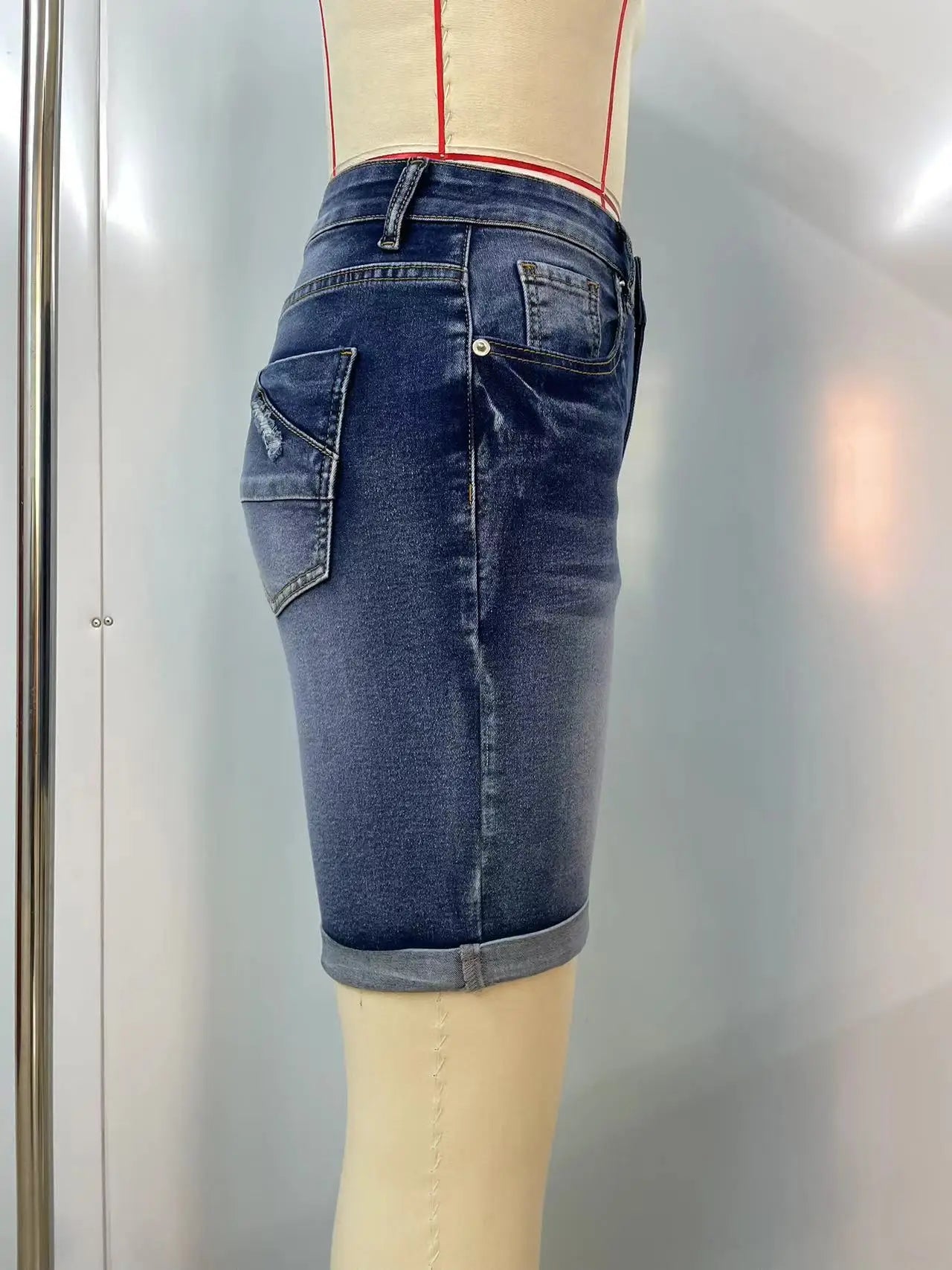 Europe and The United States New Fashion High-waisted Denim Shorts Women's Summer Stretch High-waisted Casual Straight Leg Jeans