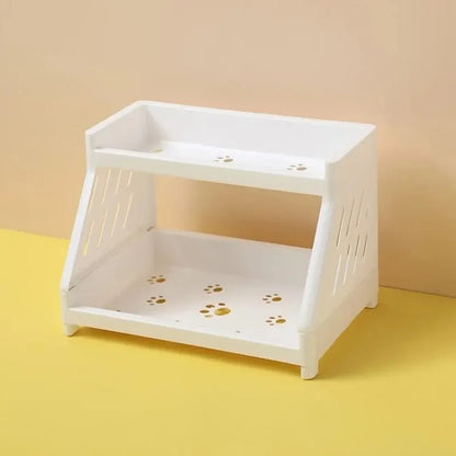 White Double Tier Desktop Storage Organiser Display Shelf  stationery  stationary  stationary organizer  office supplies