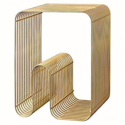 Modern Scandinavian Metal Coffee Table Sleek Minimalist Side Table with Storage for Living Room Furniture for Magazines And Book