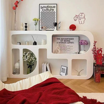Cabinet French Style Cave Entrance Living Room Cream Multi Functional Hole Display Cabinet Art Ornament furnitur accessories
