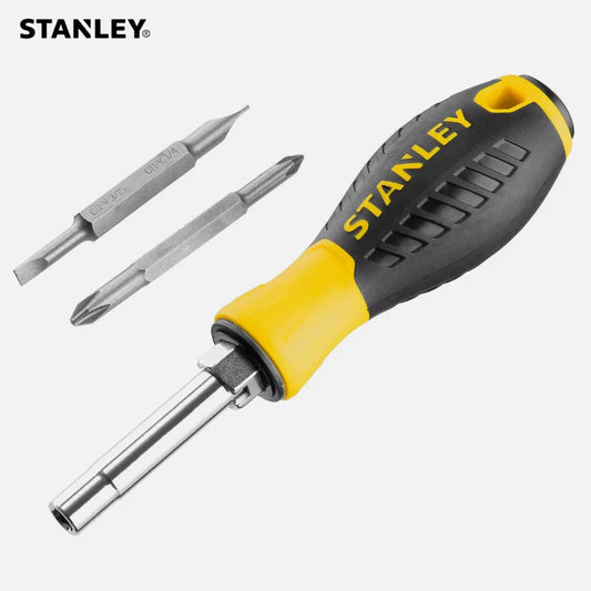 Stanley 0-68-012 6 in 1 Multitool Screwdriver Kit, 6 Way with Magnetic Bits & Big Rubber Handle, Precision Hand Tools