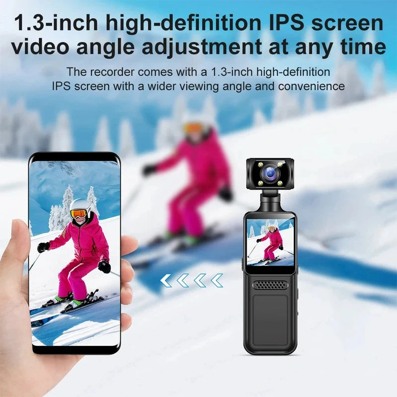 Action Camera 180° Rotatable Lens 4K Ultra HD WiFi Sports Camera Infrared Night Vision Vlog Bicycle Motorcycle Driving Recorder