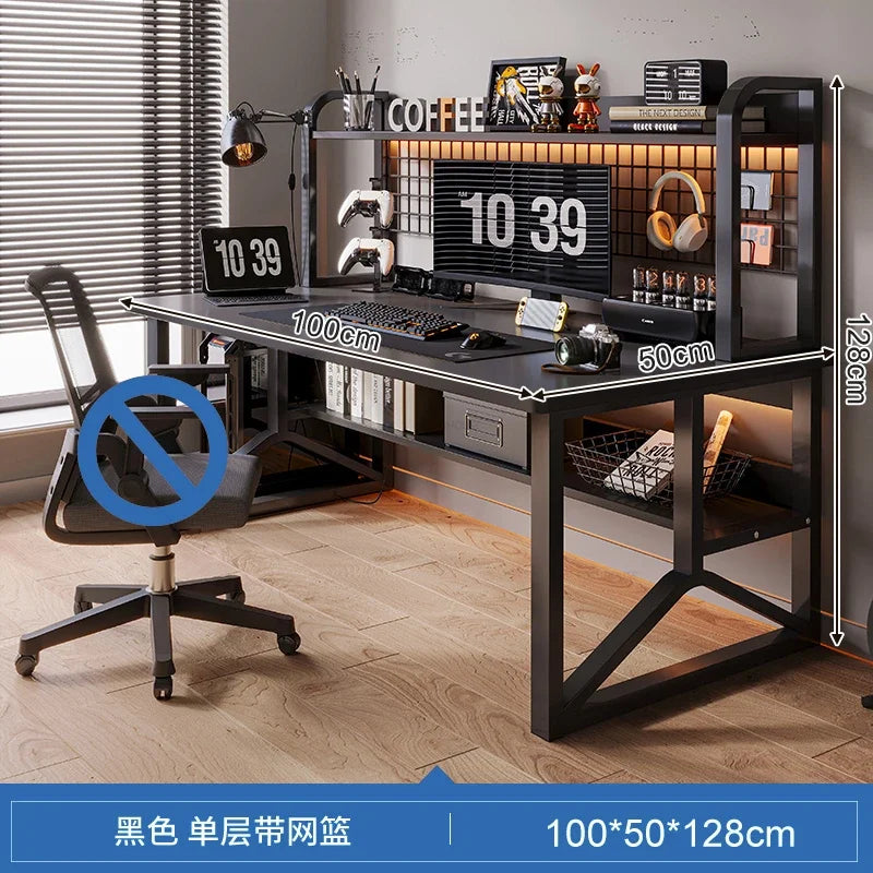 Storage Desktop Gaming Table European Wooden Computer Desks Home Office Furniture Student Writing Desk Integrated Desk Bookshelf
