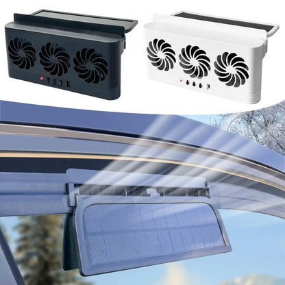 Upgrade Solar Powered Fan Car Cooler Front/Rear USB Charging Window Radiator Exhaust Fan Auto Air Vent Fan Ventilation Radiator
