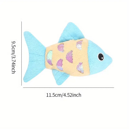 Colorful Pet Cat Toys Fish Crinkle Paper Plush Pet Toys Durable Biting Pet Cat Kicker Toy Teeth Grinding Cat Kitten Catnip Toys