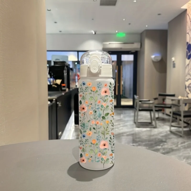 780ml 3D Printed Cute Cartoon Water Bottle Leakproof Plastic Straw Cup Portable Outdoor Large Capacity Sports Water Bottle