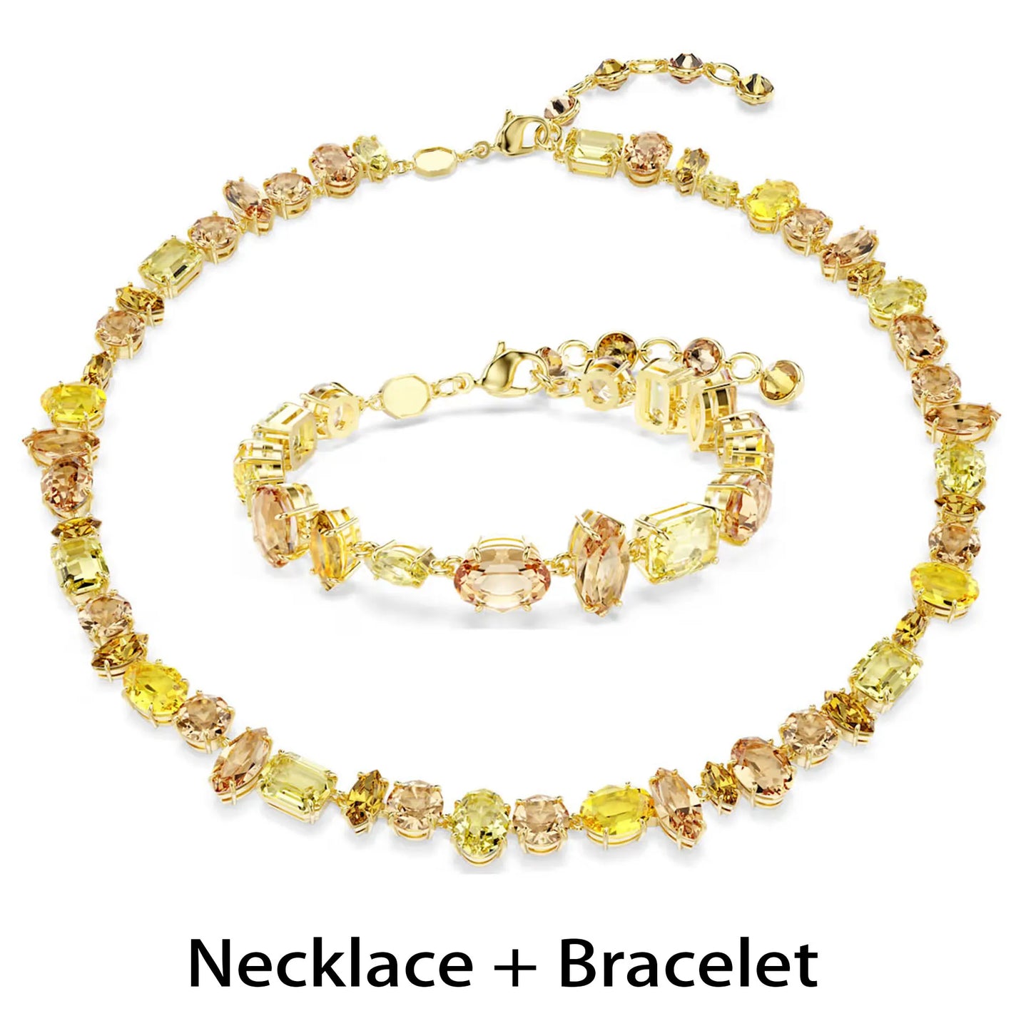 2026 Fine Jewelry Set Luxury Mixed Crystal Necklace Long Earrings Bracelet Ring for Women Romantic Gift