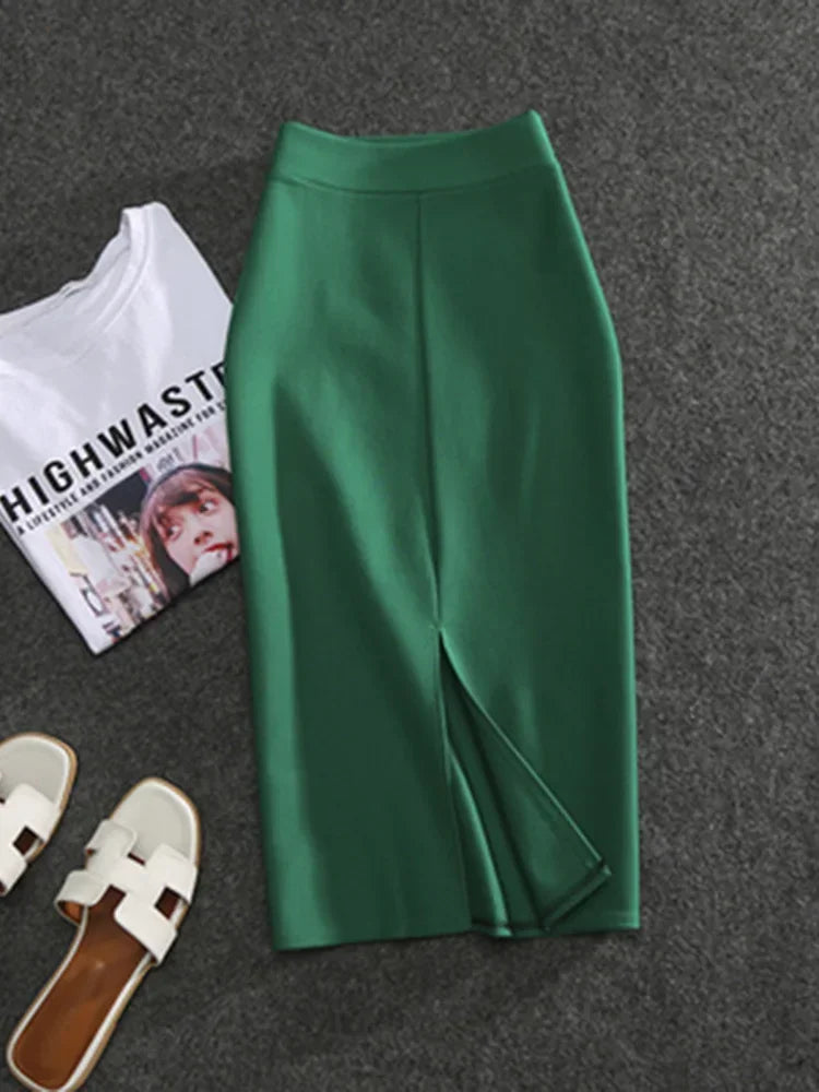 2026 New Women's Pencil Skirts Solid Pur High Waist Slim Skirt Fit Girl Summer Office Lady Elastic Female Sexy Tube Faldas PL211